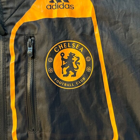 Chelsea FC Adidas Black Jacket Jogger Size: Small w/ Orange Accents - Picture 4 of 7